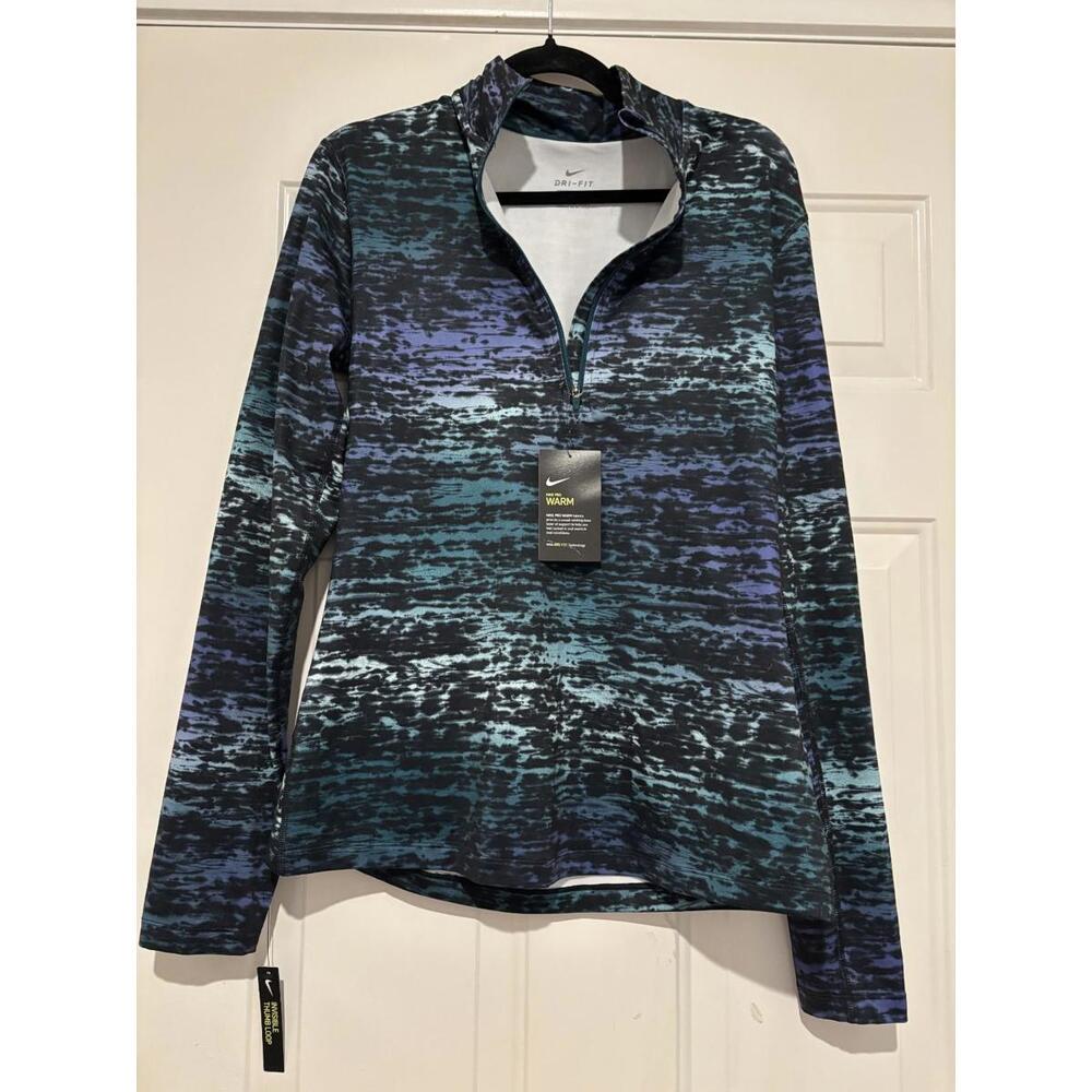 Nike women's dri fit multicolored active wear long sleeve shirt‎ sz L #1575 new
